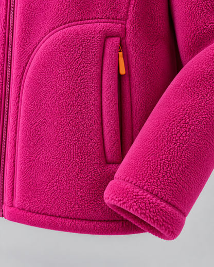 Women's Sherpa Fleece Jacket - Zip Up Winter Coat with Pockets