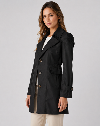 Women's Short Trench Coat - Single Breasted Casual Jacket