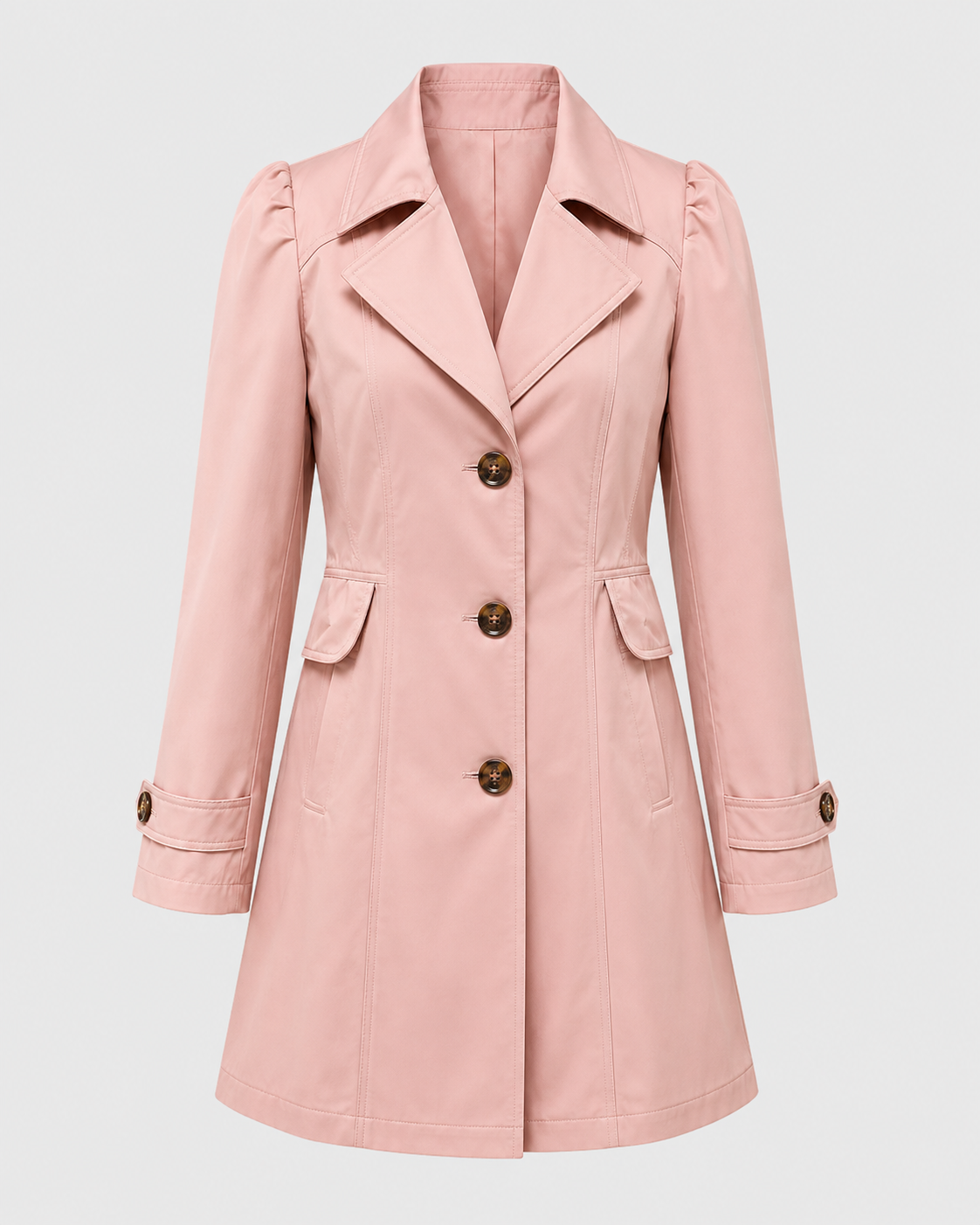 Women's Short Trench Coat - Single Breasted Casual Jacket