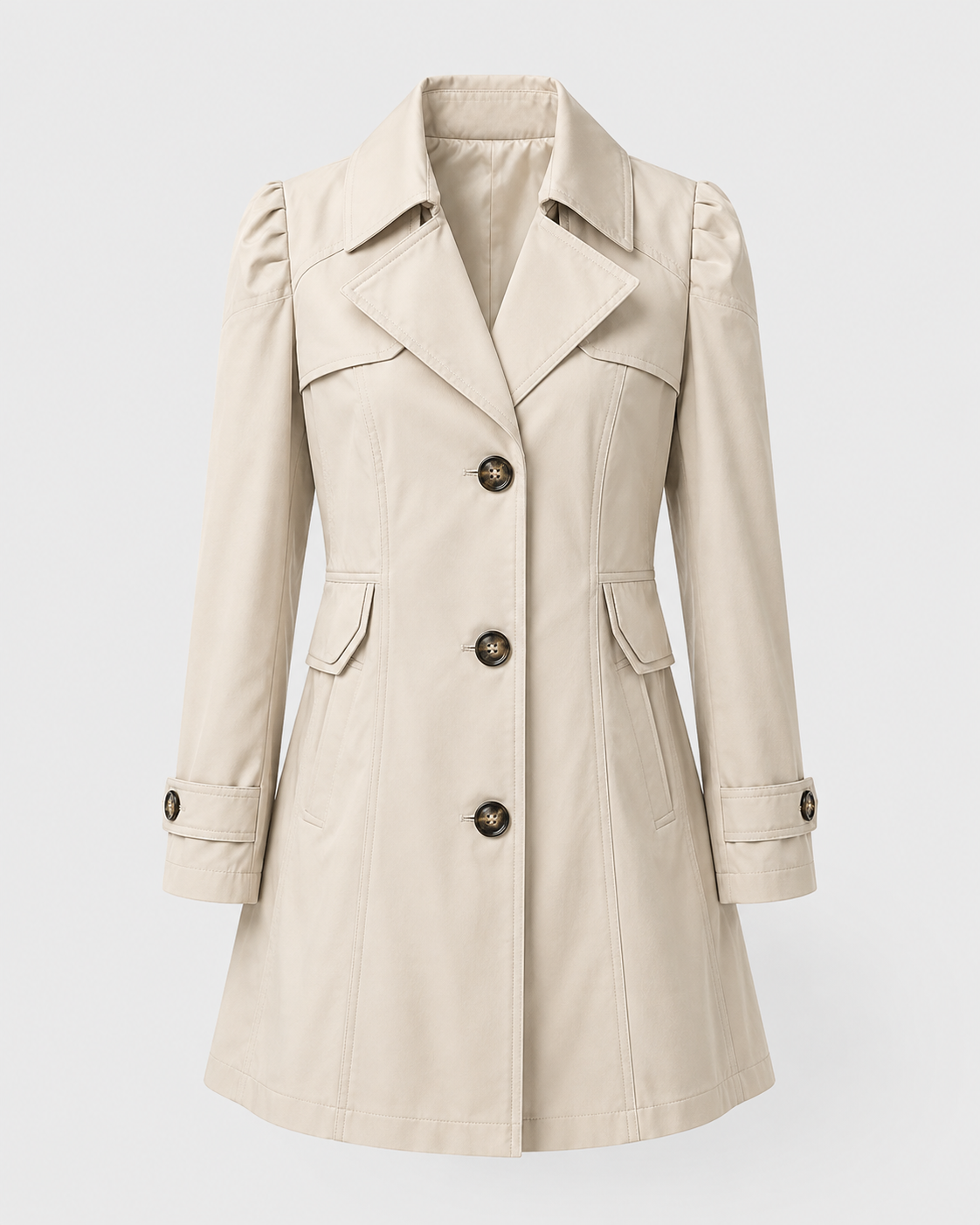 Women's Short Trench Coat - Single Breasted Casual Jacket