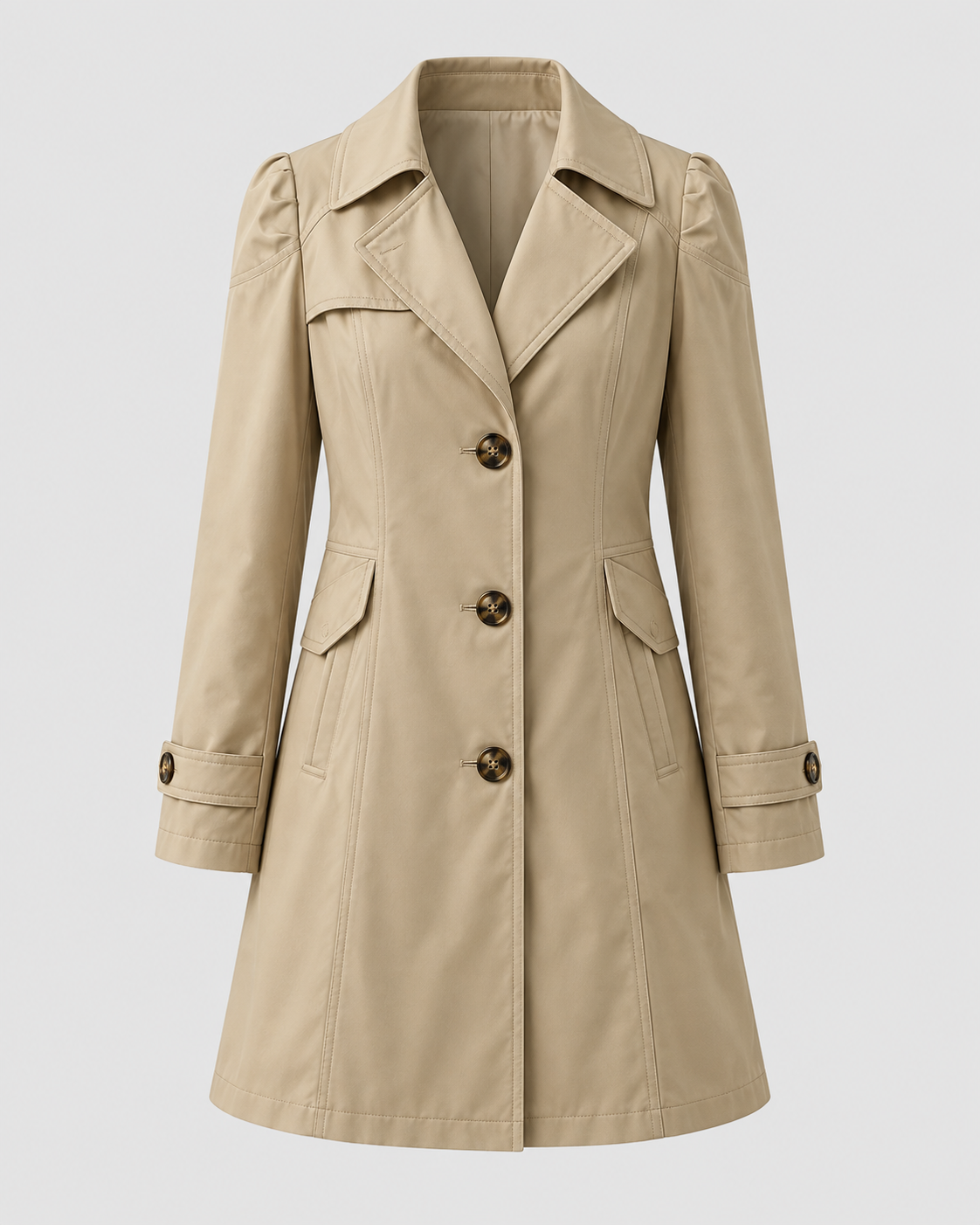 Women's Short Trench Coat - Single Breasted Casual Jacket