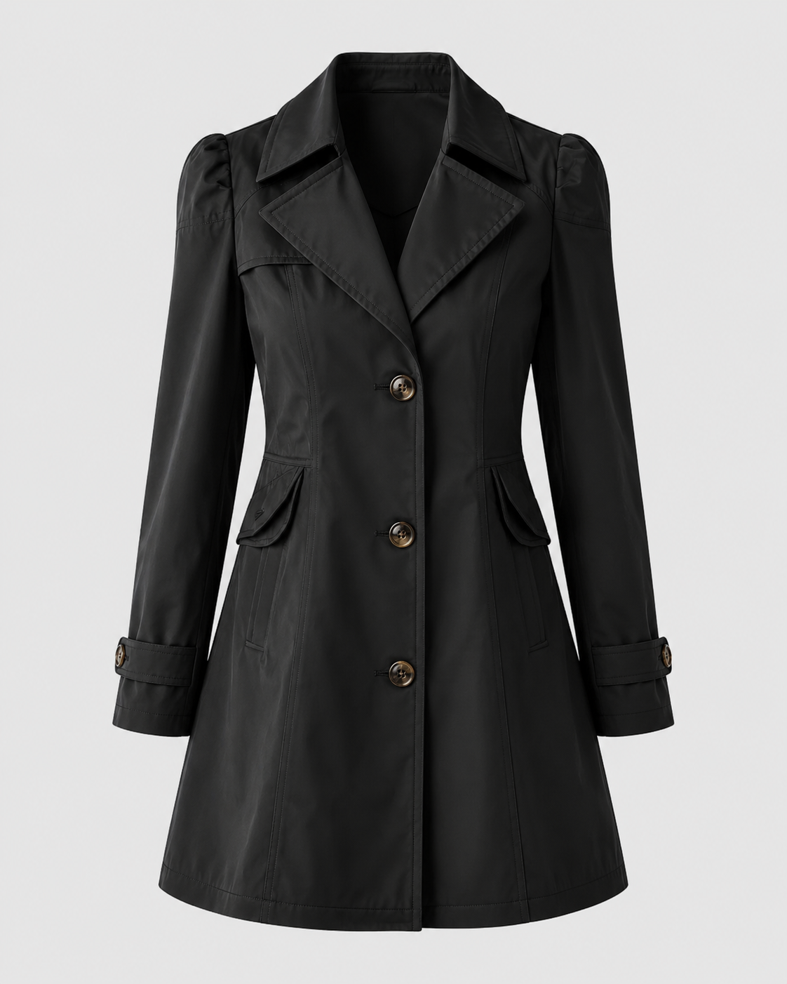 Women's Short Trench Coat - Single Breasted Casual Jacket