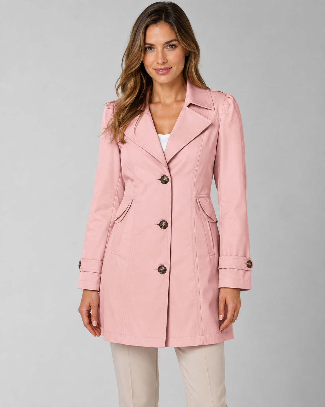 Women's Short Trench Coat - Single Breasted Casual Jacket