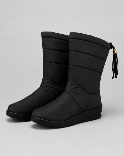 Women's Snow Boots - Quilted Padded Mid Calf Boots