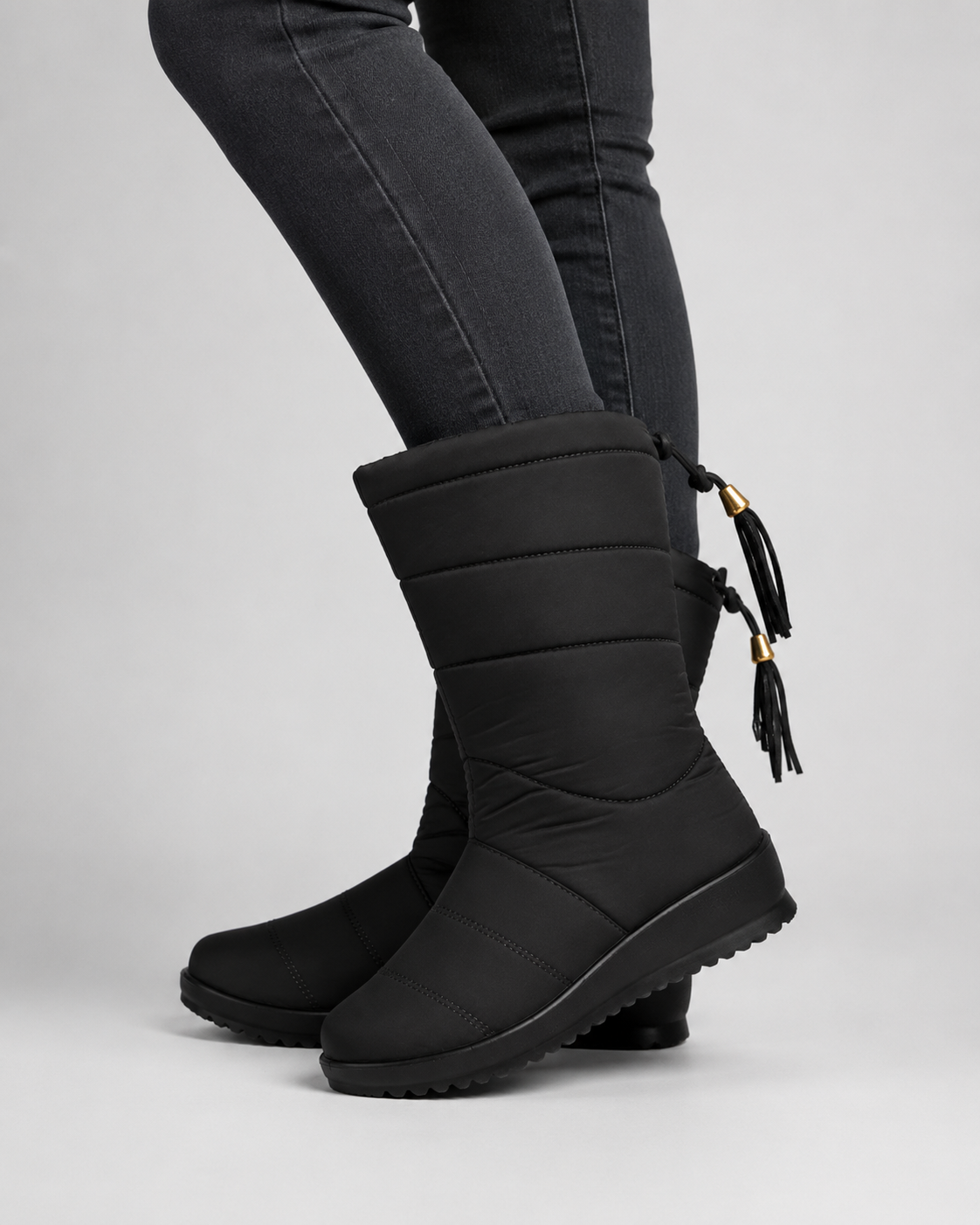 Women's Snow Boots - Quilted Padded Mid Calf Boots