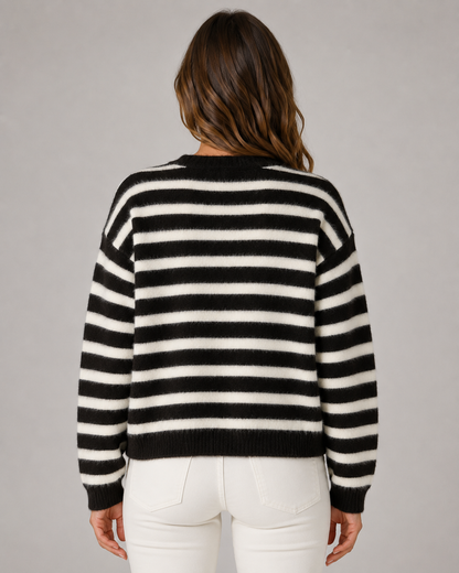 Women's Striped Cardigan - Button Front Relaxed Knit