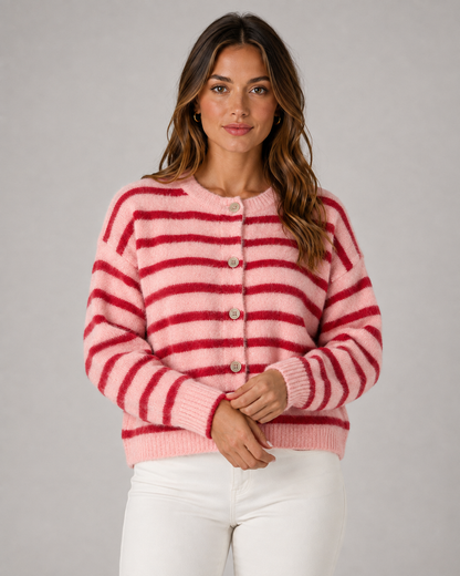 Women's Striped Cardigan - Button Front Relaxed Knit