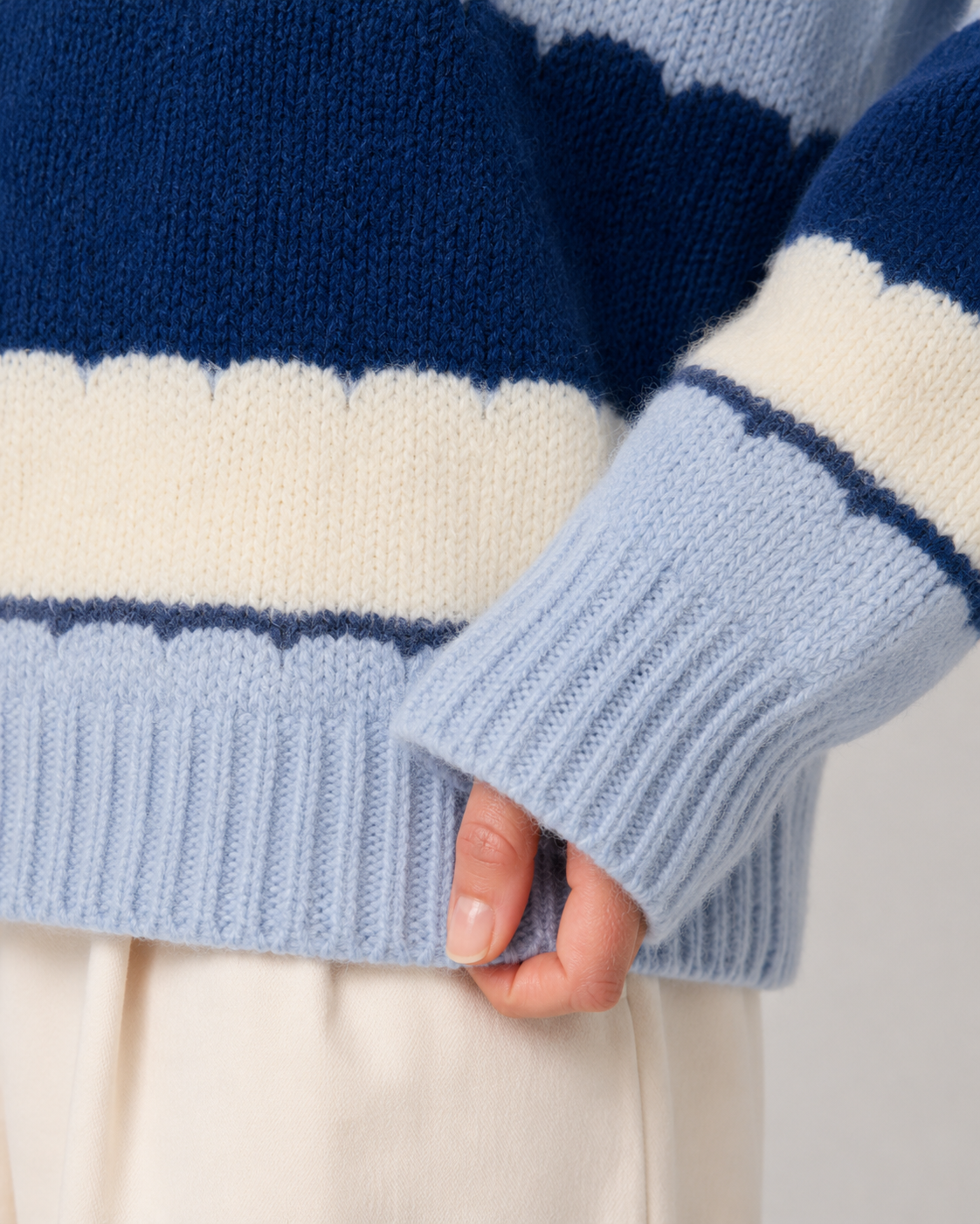 Women's Color Block Sweater - Striped Crew Neck Knit