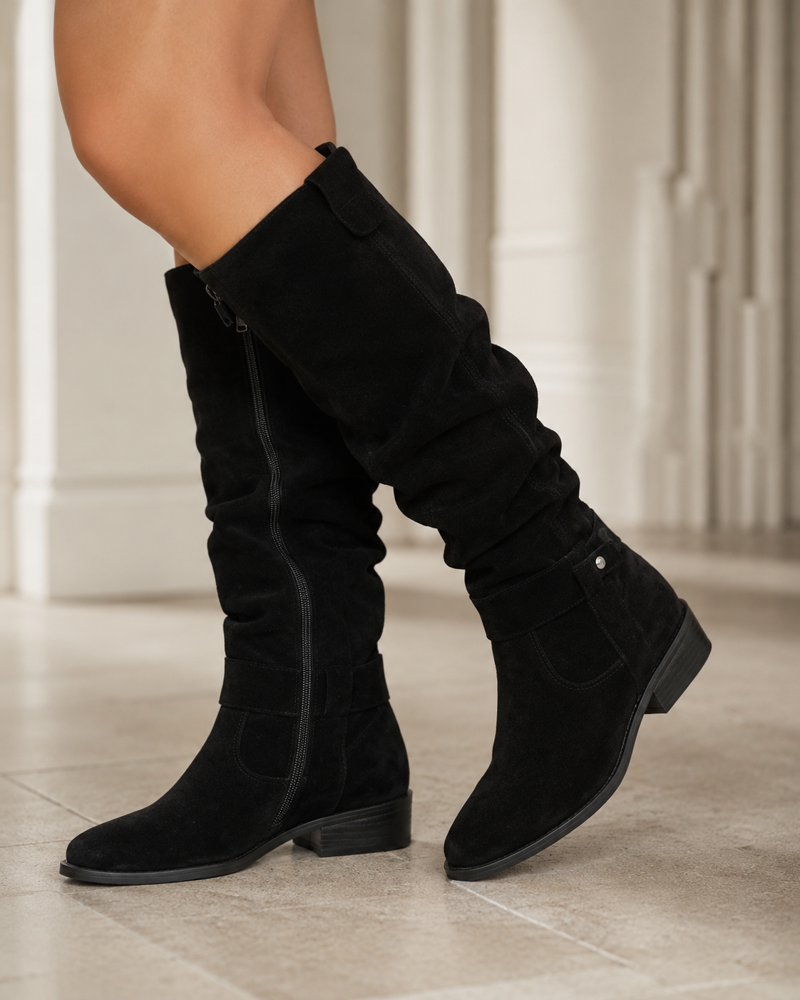 Women's Suede Knee High Boots - Tall Winter Boots
