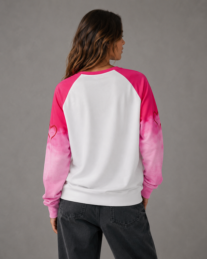 Women's Sweatshirt - Pink Butterfly Heart Raglan