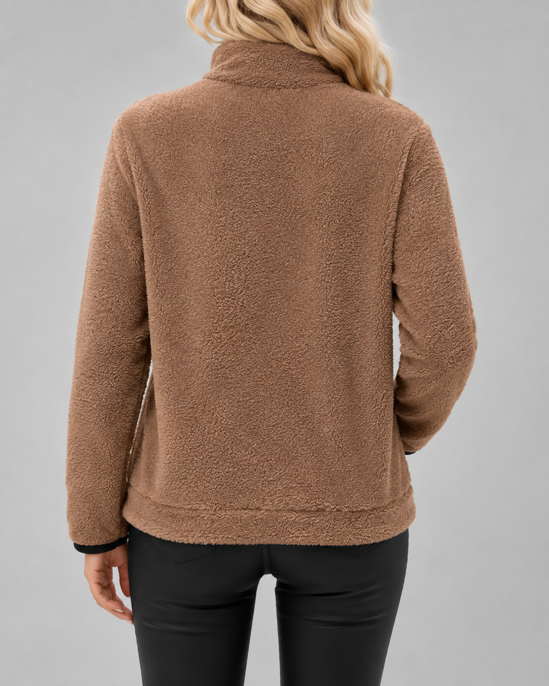 Women's Teddy Fleece Pullover - Half Zip Funnel Neck