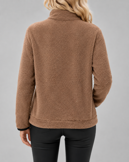 Women's Teddy Fleece Pullover - Half Zip Funnel Neck