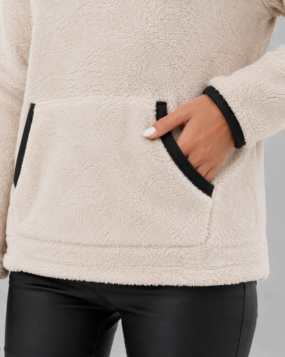 Women's Teddy Fleece Pullover - Half Zip Funnel Neck
