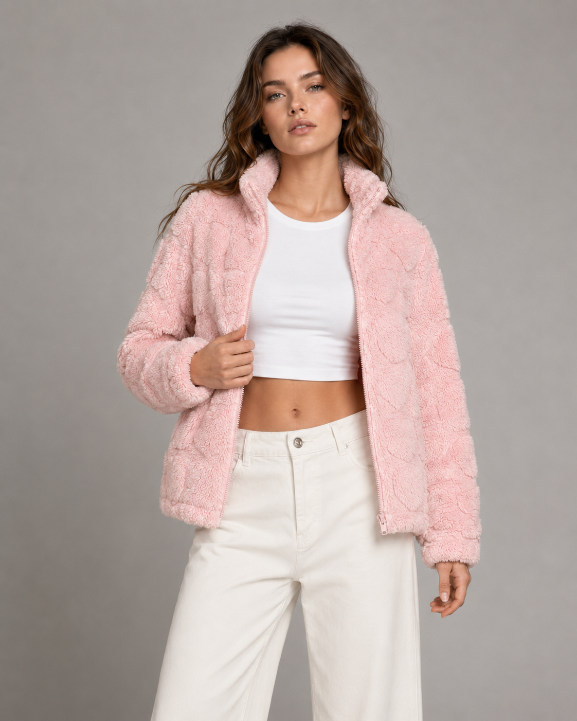Women's Teddy Fleece Jacket - Full Zip Winter Jacket