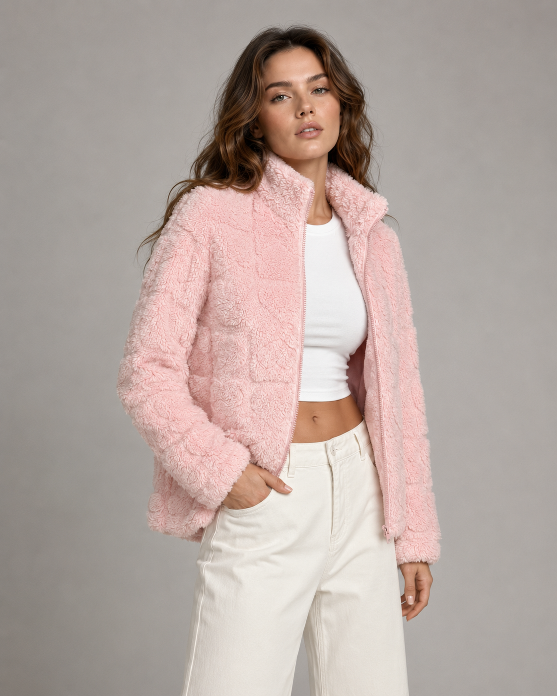 Women's Teddy Fleece Jacket - Full Zip Winter Jacket