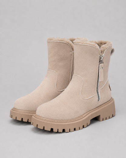 Women's Winter Ankle Boots - Faux Fur Lined Side Zip