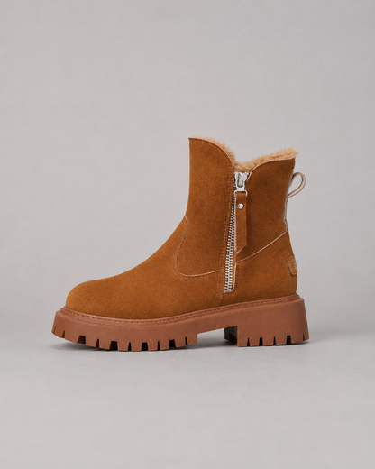 Women's Winter Ankle Boots - Faux Fur Lined Side Zip