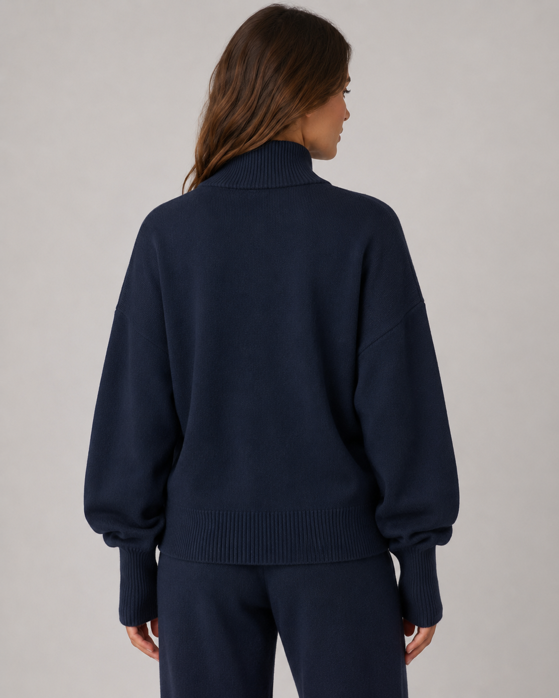 Women's Zip Up Cardigan - Funnel Neck Knit Sweater