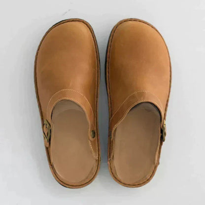 Women’s Leather Clogs – Comfortable Slip-On Shoes with Supportive Footbed