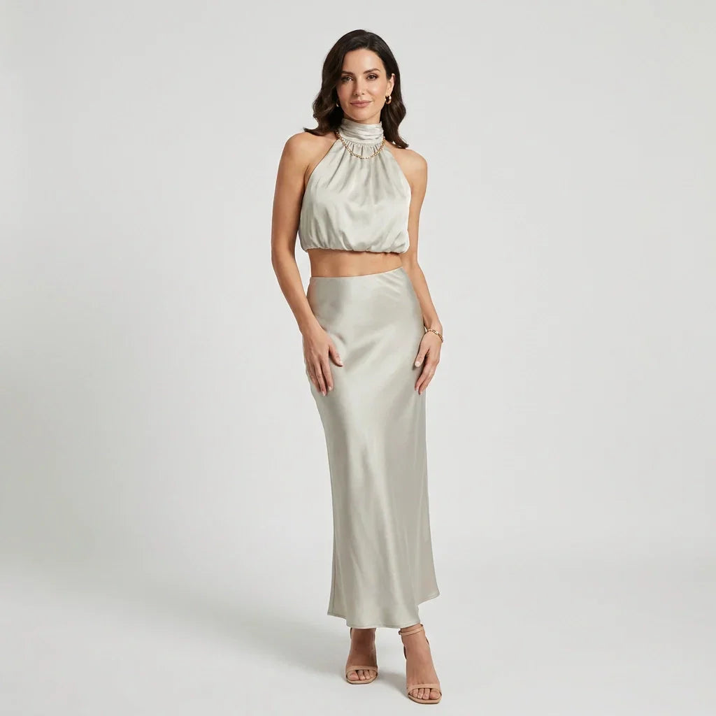Elise | Festive Crop Top and Skirt Set for Trendy Occasions