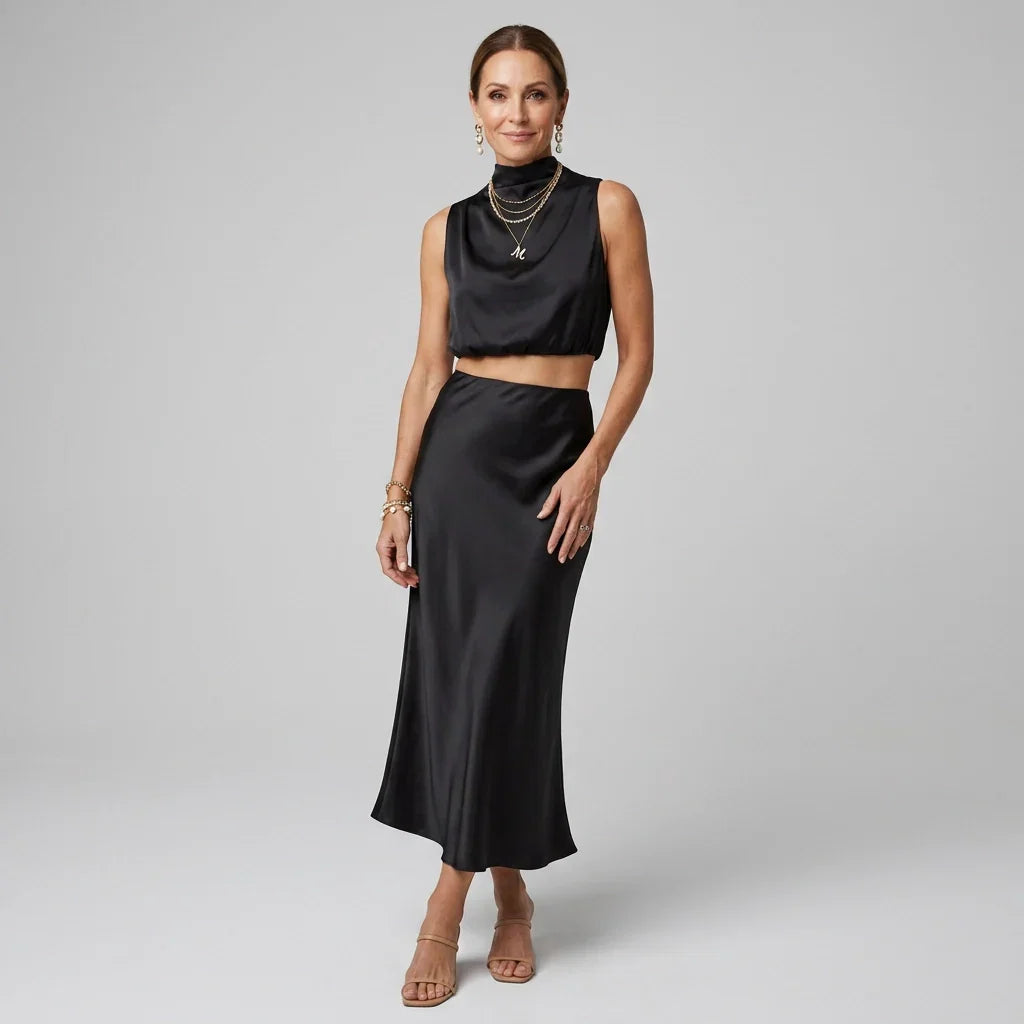 Elise | Festive Crop Top and Skirt Set for Trendy Occasions