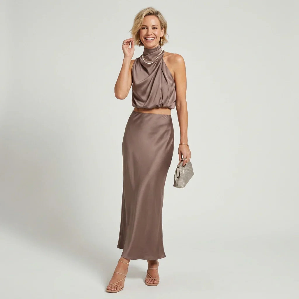 Elise | Festive Crop Top and Skirt Set for Trendy Occasions